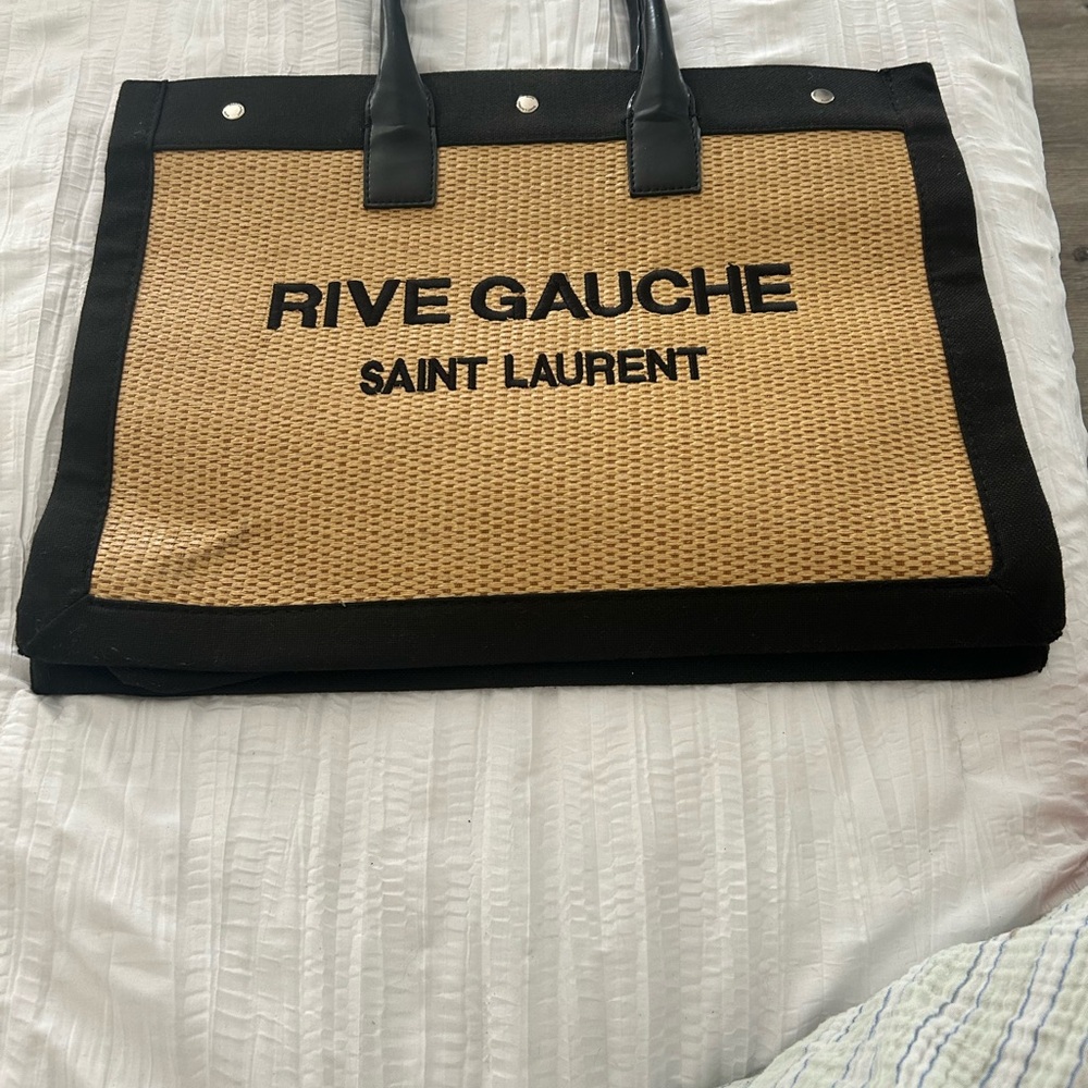 Totes Black and Tan Rive Gauche Tote
